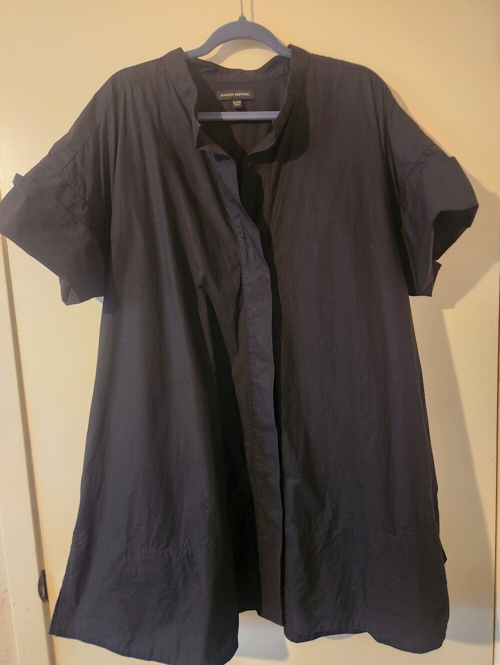 Banana Republic Black Short-Sleeve Lightweight Shirt Jacket Dress Sz XL/XXL